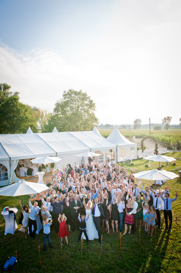 Gruppenbild aus der Höhe, Hochzeit, Trecker