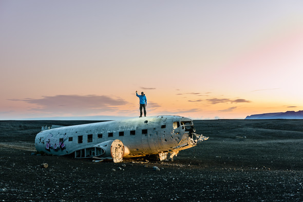 Selfie an der DC-3 in Island